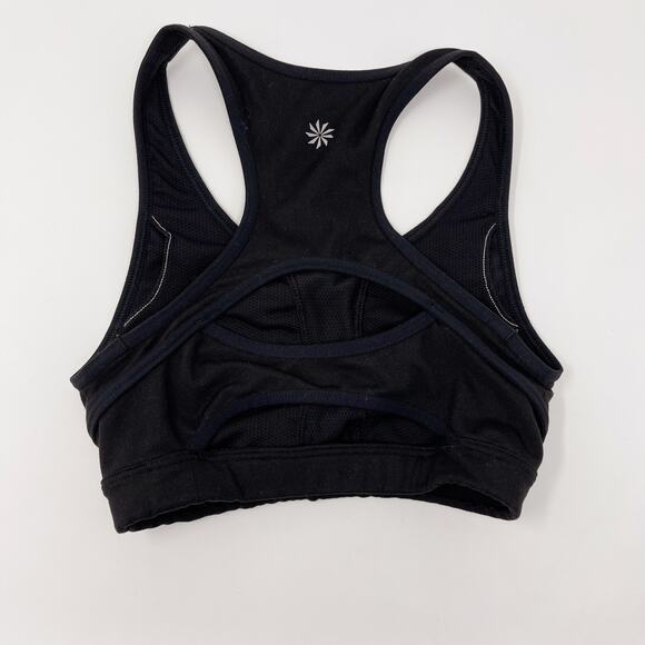 Athleta Double Dare Racerback Sports Bra Black 2XS XXSmall Keyhole Scoop Neck - Picture 2 of 9